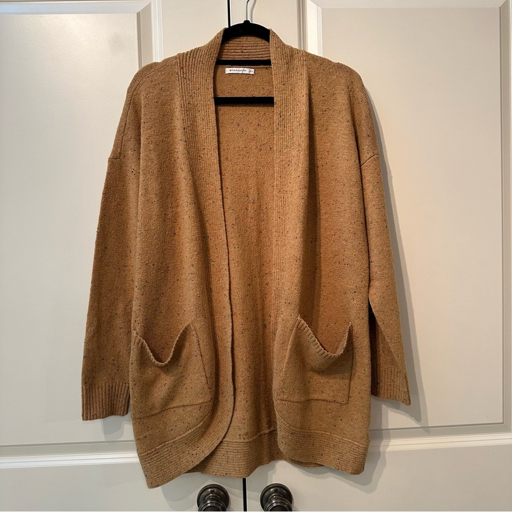 Staccato Speckled Tan Cardigan Size Large